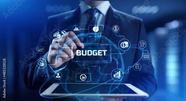 Obraz Budget planning business finance concept on virtual screen interface.