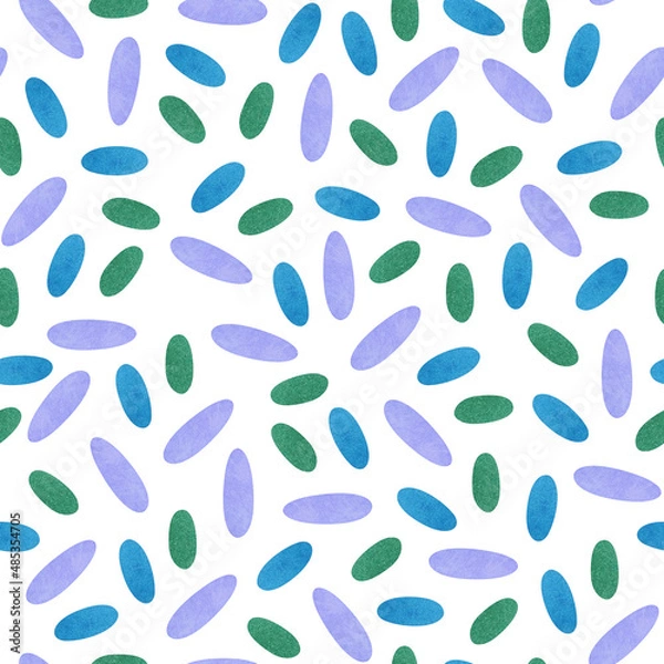 Fototapeta Simple abstract seamless pattern with hand drawn watercolor strokes in green and blue colors.