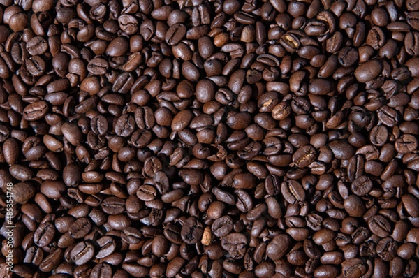 Fototapeta Many brown  coffee beans 