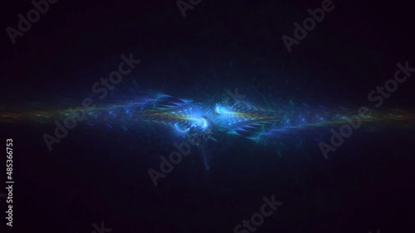 Fototapeta 3D rendering abstract blue fractal light background