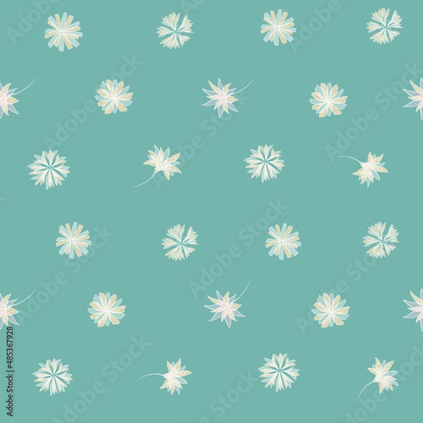 Fototapeta pattern with small flowers on green background