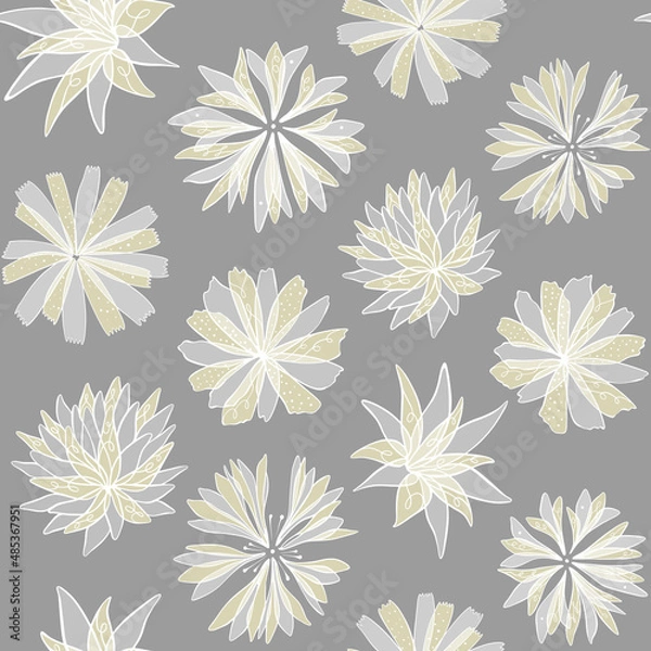 Fototapeta Pattern with white and yellow flowers