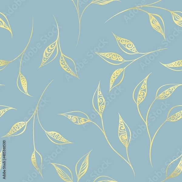 Fototapeta Pattern with gold flora