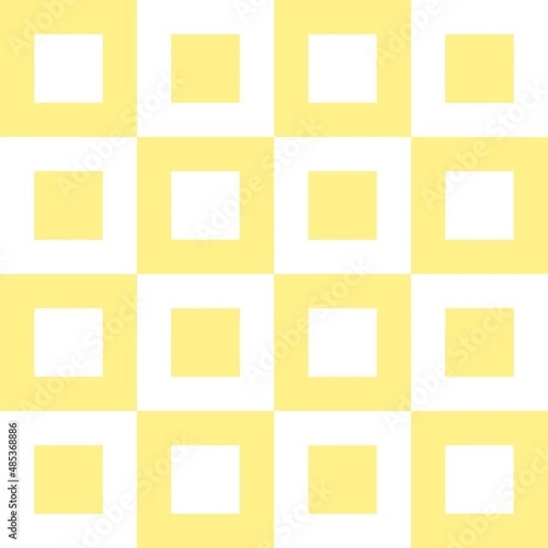 Fototapeta Yellow and white overlapping square shapes. Spring and easter feeling. Seamless repeat pattern. Background to use for posters, invitation cards, montage, scrapbooking or banners. Jpg illustration.