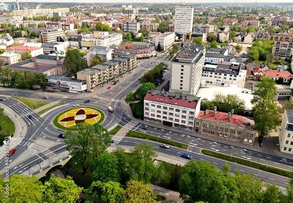 Fototapeta View from the top on a sunny ,summer day on the city of Bialystok.