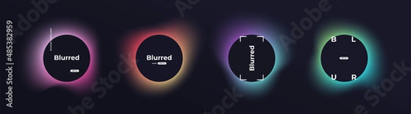 Fototapeta Circle banner with gradient isolated on black background. Vector set. Fluid vivid gradients for banners, brochures, covers. Abstract liquid shapes. Colorful bright neon template. Dynamic soft color.