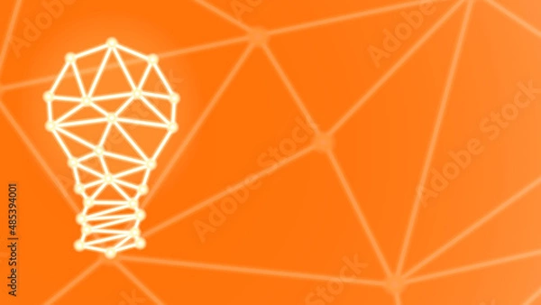 Obraz Light Bulb Abstract Illustration Composed Of Dots Lines And Shapes Orange Background Business Illustration - Vector