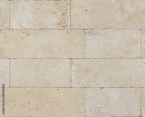 Obraz seamless texture of travertine stone wall blocks, masonry, texture or pattern