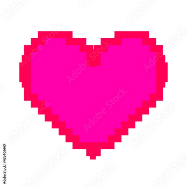 Fototapeta Pixel art. Pink heart on a white background. Valentine's Day.