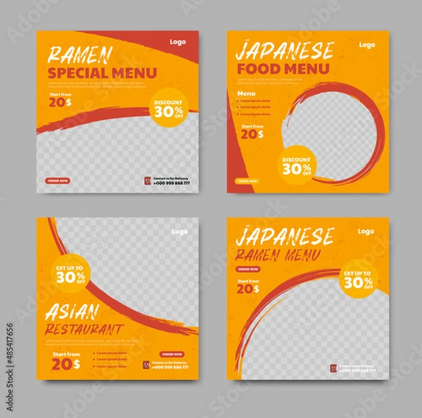 Obraz Japanese Ramen noodle template banner for social media