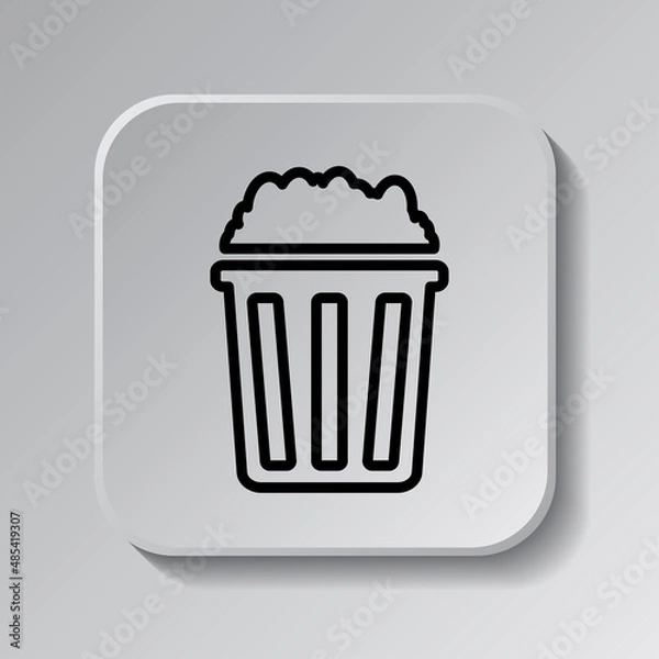 Fototapeta Popcorn simple icon vector. Flat desing. Black icon on square button with shadow. Grey background.ai