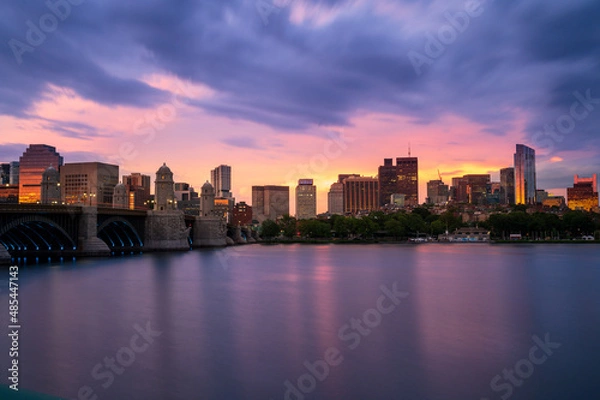 Fototapeta Longfellow Bridge and Beacon Hill Boston at Sunset