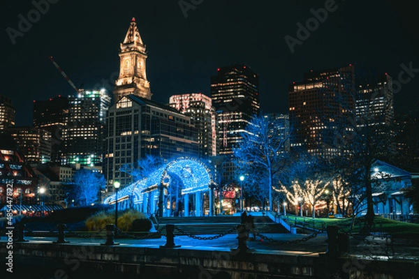 Fototapeta Boston at night from Columbus park