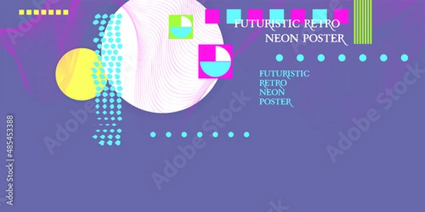 Obraz Futuristic Very Peri retro neon colors landscape of the 80`s. Vector futuristic illustration of sun with mountains in retro style. Cyber Surface. Suitable for design in the style of the 1980`s or 80`s