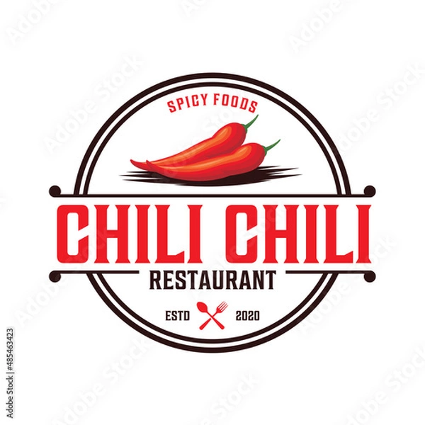 Obraz Red chili pepper logo template