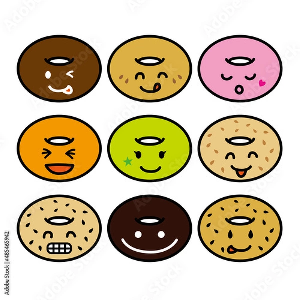 Obraz 顔があるベーグルのベクターイラスト素材。