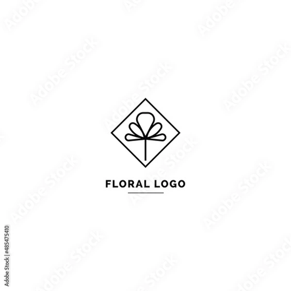 Fototapeta Simple and clean floral logo template. Minimal style logo for business and branding identity.