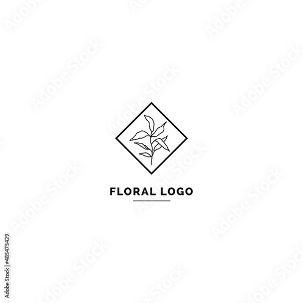 Fototapeta Simple and clean floral logo template. Minimal style logo for business and branding identity.