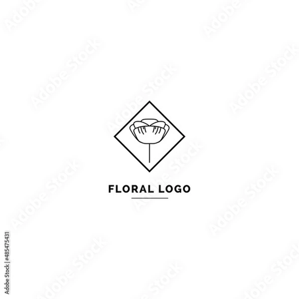 Fototapeta Simple and clean floral logo template. Minimal style logo for business and branding identity.