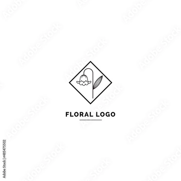 Fototapeta Simple and clean floral logo template. Minimal style logo for business and branding identity.