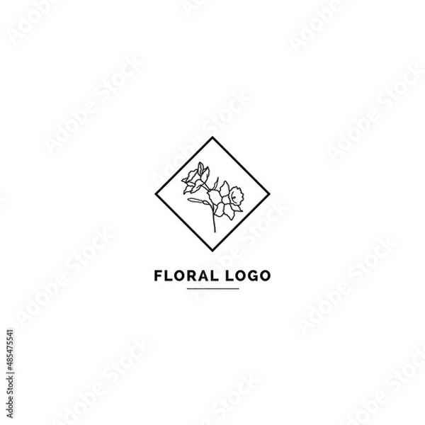 Fototapeta Simple and clean floral logo template. Minimal style logo for business and branding identity.
