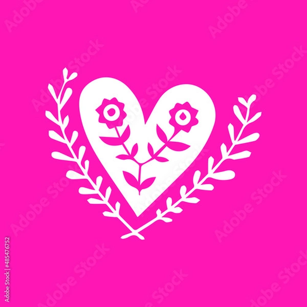 Obraz pink heart with flowers