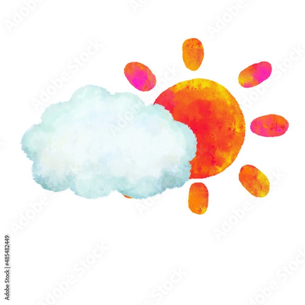 Obraz 天気　アイコン　雨　晴れ　曇り　花粉　水彩