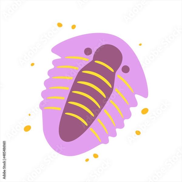 Obraz Cute violet trilobite. Vector flat illustration