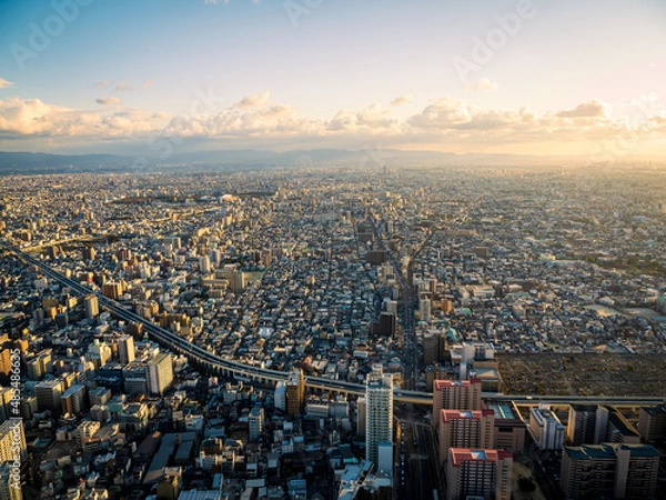 Obraz あべのハルカスからの大都会大阪の眺望