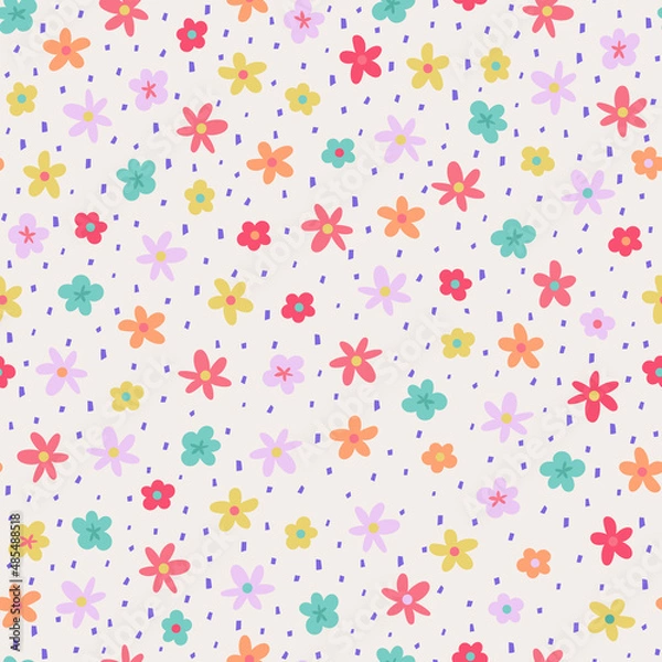 Fototapeta Seamless vector pattern with flowers