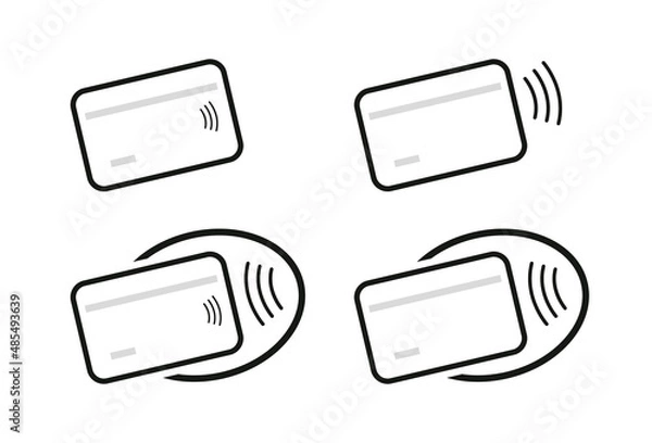 Fototapeta NFC icon set. Contactless wireless pay sign logo. NFC technology contact less credit card. Contactless payment logo. NFC payments icon for apps.