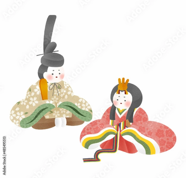 Obraz 雛祭りの雛人形　手描きイラスト