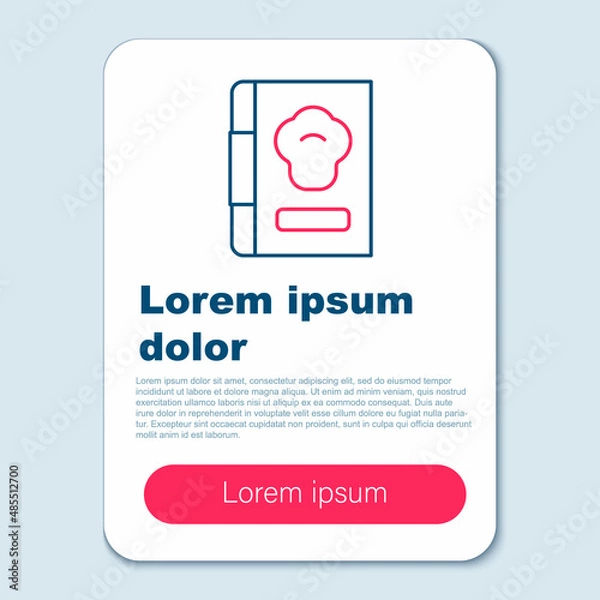 Fototapeta Line Cookbook icon isolated on grey background. Cooking book icon. Recipe book. Fork and knife icons. Cutlery symbol. Colorful outline concept. Vector