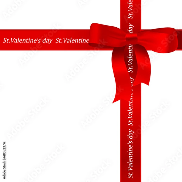 Fototapeta バレンタイン　ハート　赤　リボン