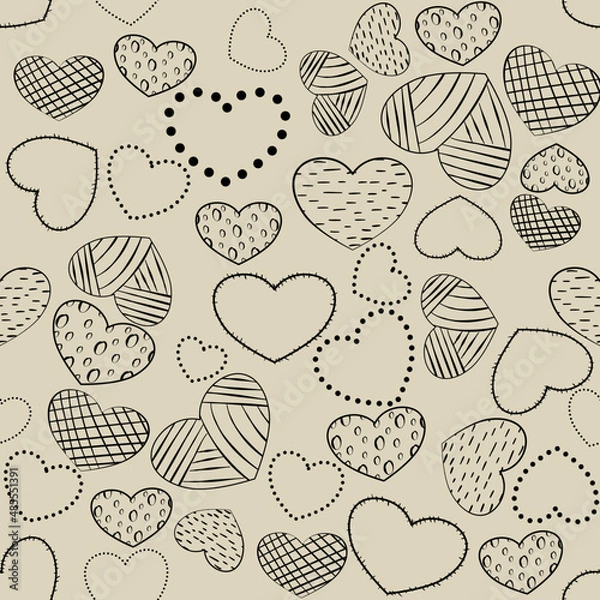 Fototapeta Vector seamless love symbol pattern, with stylish hearts