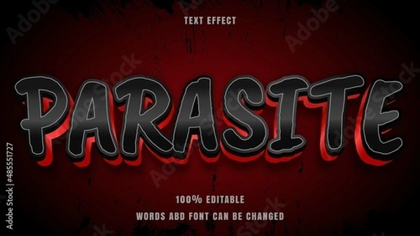 Fototapeta 3d Modern Black In Red Word Parasite Editable Text Effect Design Template