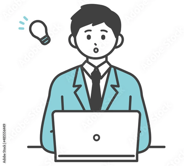 Fototapeta 男性社員がパソコンを操作するイラスト素材