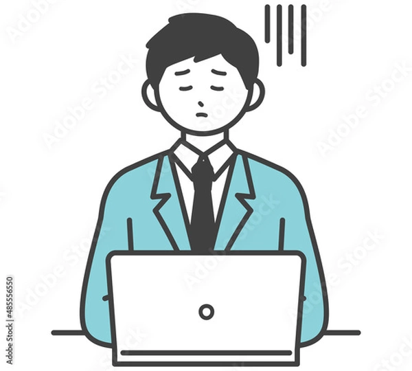 Fototapeta 男性社員がパソコンを操作するイラスト素材