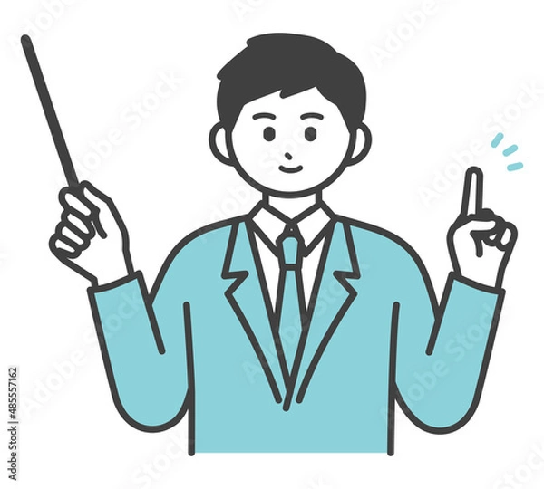 Fototapeta 男性社員が指し棒で説明するイラスト素材