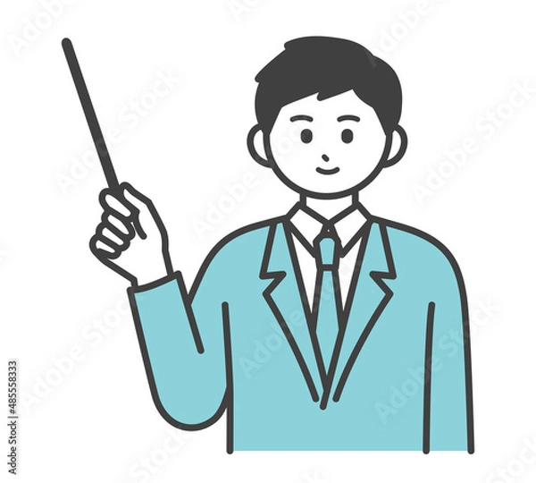 Fototapeta 男性社員が指し棒で説明するイラスト素材
