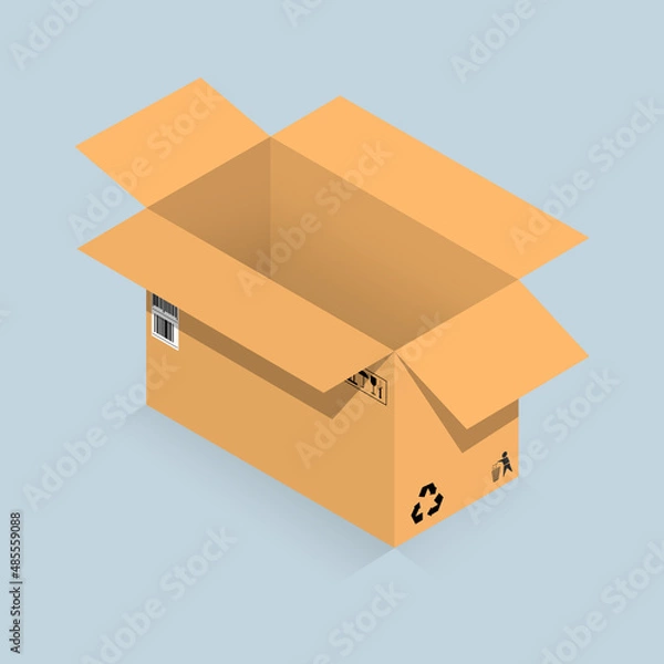 Fototapeta Vector drawing of a cardboard box with marking