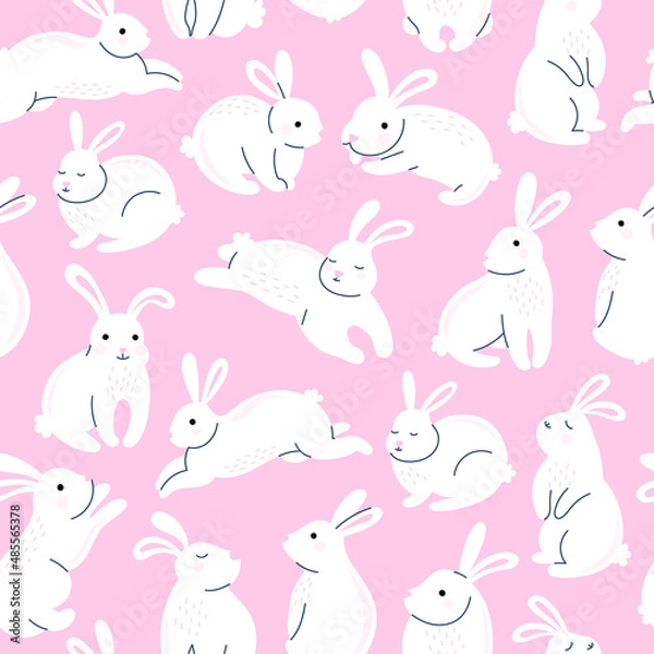 Fototapeta Rabbit seamless pattern. Simple bunny seamless background