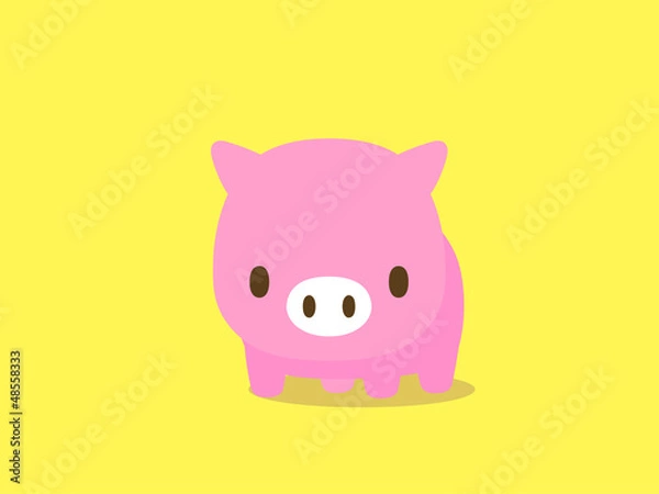 Fototapeta ブタのイラスト　ライトイエロー