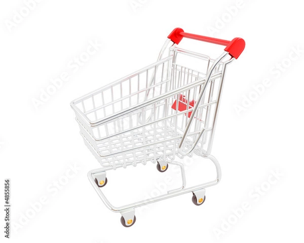 Fototapeta Shopping cart over white