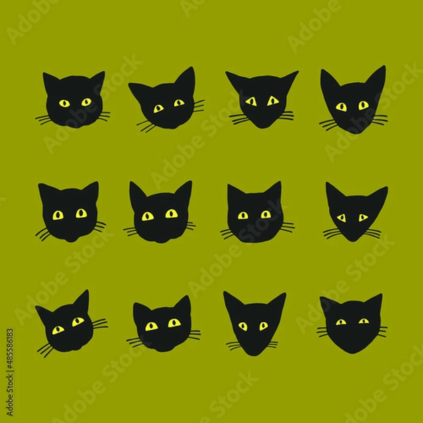 Obraz Collection of cute cat faces