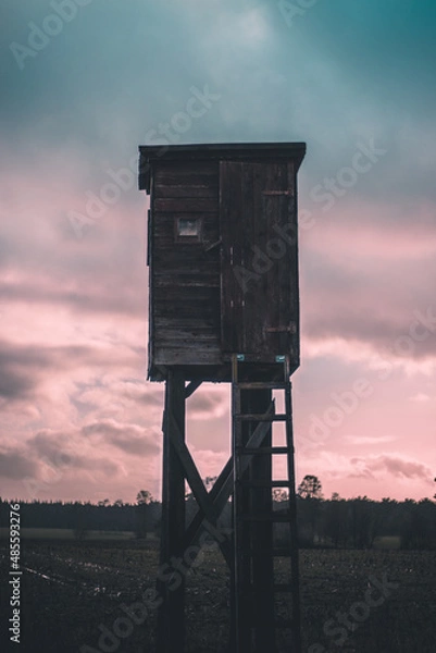 Obraz hunting tower at sunset
