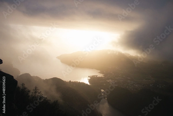 Obraz sunset over sea clouds Himakånå Norway