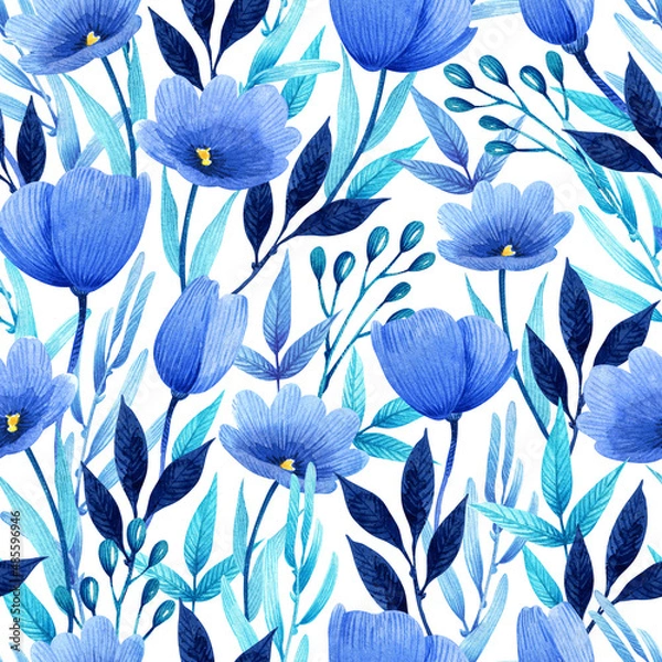 Fototapeta Seamless floral pattern. Fabric and packaging design.