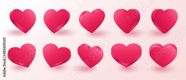 Obraz 3D red isometric heart shape from icon set. Vector Illustration