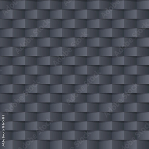 Fototapeta Vector seamless geometric 3d texture. Decorative dark abstract background. Luxury gray tileable pattern